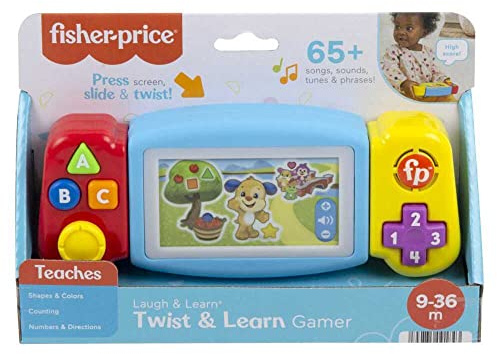 FISHER-PRICE Lernspaß Spielkonsole - Kinderspielzeug mit Lichtern, Geräuschen und Lernliedern, Spielzeug für Feinmotorik, Zahlen, Farben und Formen lernen, spricht deutsch, ab 9 Monaten/ 1 Jahr, HNL53