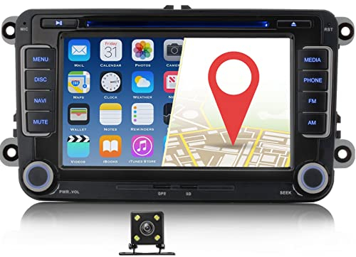 iFreGo 7 Zoll 2 Din Autoradio+Rückfahrkamera Für Volkswagen Seat und Skoda,Autoradio Bluetooth GPS Navigation DVD CD RDS, Radio unterstützt Lenkradsteuerung,7 Farben Radio