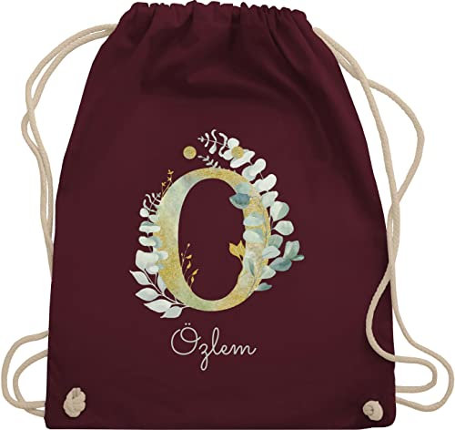 Turnbeutel Rucksack - Initialen - Buchstabe Name - Persönliches individuelles Geschenk selbst gestalten bedrucken mit Namen Geschenkidee Geschenk mit Namen - Unisize - Bordeauxrot
