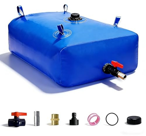 240L/63Gal Wasserblasentank, Faltbarer tragbarer Wasserspeicherbehälter | Notfall-Wassersack für Wohnmobil, LKW-Bett, Brandschutz, Trockenresistenz, Blau