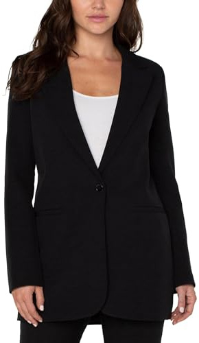 Liverpool Womens Luxe Stretch Button Front Boyfriend Blazer with Princess Darts Black Large