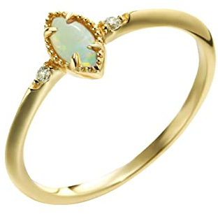 Epinki Echt Goldschmuck Ring Gold 585, Verlobungsring mit Opal, Marquiseschliff, 14K Gold Freundschaftsringe Pärchen Ringe für Damen, Gold, Gr.47