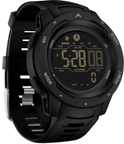 Reloj digital para hombre, podómetro, contador de pasos, resistente al agua, deportivo, rastreador de calorías, reloj táctico militar con cronómetro, alarma, retroiluminación LED, cuenta regresiva