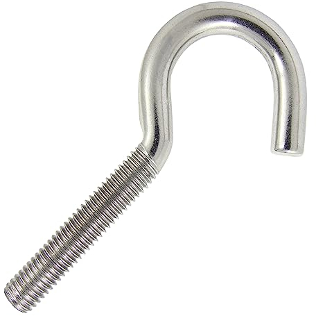 DIOS24 10 Stück Schraubhaken mit metrischem Gewinde A2 M5 x 50 mm - Haken halbrund gebogen Wandhaken Hakenschraube metrisch Gewindehaken Deckenhaken I