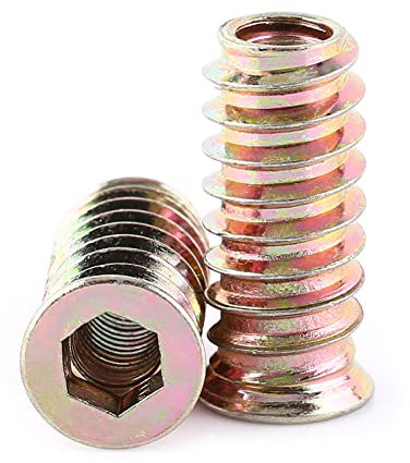 20pcs Inserts Filetés, écrous à Douille Hexagonale En Acier Au Carbone, écrous à Rivets Filetés Pour Meubles En Bois(M6*25mm)