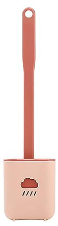 BTAISYDE Brosses de Toilette avec Support Longue Poignée Cloud Loo Brosse de Nettoyage Silicone Mur Suspendu Brosses de Salle de Bain avec Autocollants,Pink