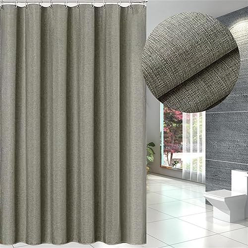 Lifup Duschvorhang aus Stoff, Badvorhang Anti-schimmel und Waschbar, Wasserdicht Badewanne Vorhang Schwerer mit Duschvorhangringe für Badezimmer, Badewanne Grau 200 x 180 cm