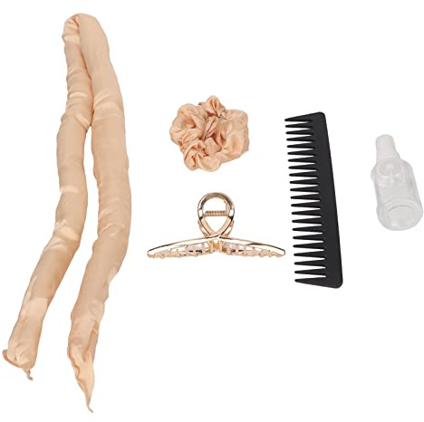 Heatless Hair Curler Set, Including 1 Hair Curler, 1 Comb, 1 Claw Clip, 2 Hairbands, 1 Spray Bottle, Cotton Curling Band for Wet Dry Hair, Portable Hair Clip Roller Kit for Family Travel