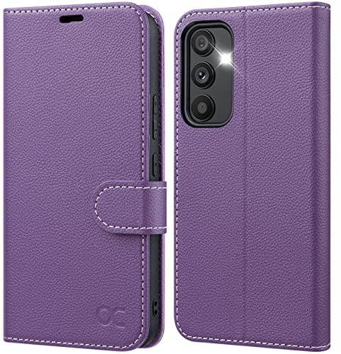 OCASE for Samsung Galaxy S23 FE Case, PU Leather Wallet, Purple Litchi | RFID Blocking, Card Holder, TPU Inner Shell, Shockproof Flip Phone Cover for Galaxy S23fe 5G 2023