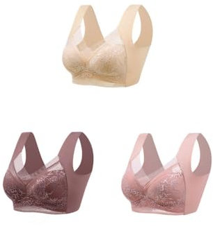 Dotmalls reggiseni, 3 pezzi Sexy Seamless Lace Pitted Bra per le donne Push Up Top Ladies Bra Large Size Bralette Plus Size Brasier (Large,3Pcs-i)