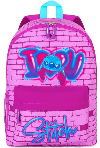 Disney Stitch Backpack for Girls Teens Rucksack School Bag for Primary Secondary Sports Travel PE Kit Daypack School Supplies Stitch Gifts for Girls (Pink)