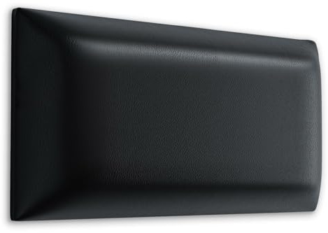 Muralo Wandkissen Gepolstert, Kunstleder, Wandpolster - 50x40 cm, Schwarz | Wandpaneel, ideal als Bettkopfteil oder Lendenkissen - für Schlafzimmer und Wohnzimmer, einfache Anbringung mit Montagekleber