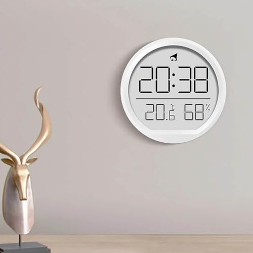 SPORTARC Orologio misuratore di temperatura e umidità interna, orologio digitale con termometro igrometro, orologio da parete versatile a schermo grande (bianco)