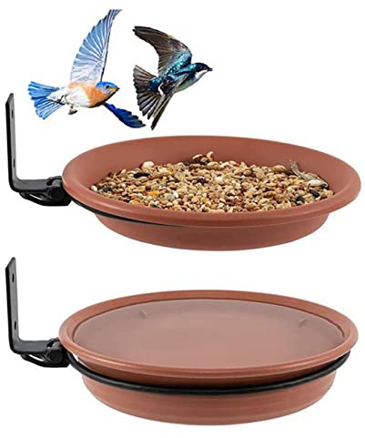 Vogelfutterstation Baum Vogelfutterschalen 4 Stück Montierte Vogelfutterschale 21 cm Kunststoff Vogelfutterschale Wasserbadschale Für Outdoor Gartendekoration (2 Tabletts 2 Gestelle)