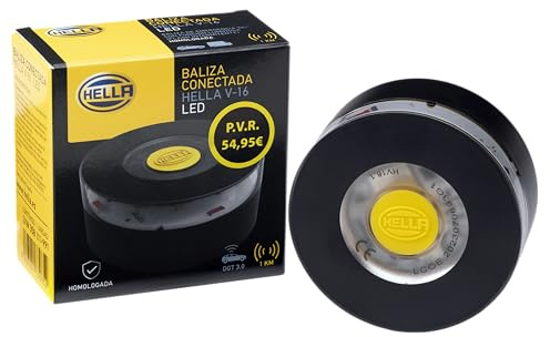 HELLA 2XW 358 111-991 - Baliza Conectada Hella V-16, Luz de Emergencia V16 con Geolocalización, Exigible a Partir de 2026, Baliza Conectada con DGT 3.0, Señal V-16, Luz Luminosa para Coches