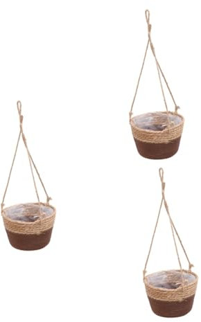 BESPORTBLE 3St geflochtener Blumenkorb Blumentopf Living Room Decoration Bauchkorb aus Seegras Weiden-Pflanzgefäß zum Aufhängen Töpfe für Pflanzen blumenbank Zierblumenhalter Rattan Halterung