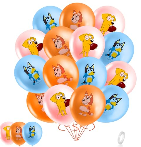 Chukua Dog Luftballon Geburtstag Deko Blue- y 17Pcs Kinder Geburtstagsdeko Latex Balloons Girlande für Bluey Theme Kindergeburtstag Happy Birthday Ballon Party Supplies Deko Junge Mädchen