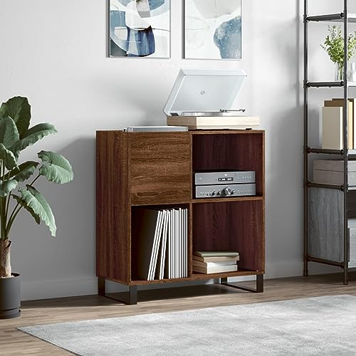 Mengtu Mobile Porta Dischi Rovere Marrone 84,5x38x89 Legno Multistrato, Mobiletto Basso per TV per Tavolino da Salotto Industriale Supporto TV Soggiorno v Mobile Decor