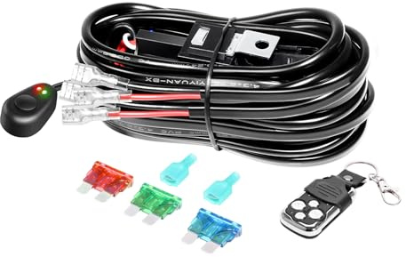 RIGIDON Stroboscopique Câblage à barres lumineuses LED Faisceau avec Relais et Interrupteur 12V 40A 1 Fils pour Barre Rampe Phare Led SUV ATV 4x4 Camion Offroad Tout-terrain - (Mode D pour 1 lampe)