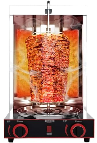 Máquina comercial máquina de gas, parrilla de horno asador vertical, máquina asadora, asador vertical eléctrico con quemadores para carne pollo