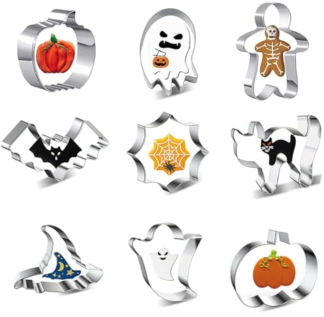 SIMEIXI Halloween Ausstechformen Set, 9 Stück Edelstahl Keksausstecher, Halloween Keksausstecher Set