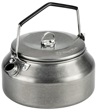 Thous Winds 1L Camping Kettle, Portable Camp Tea Coffee Pot, Lightweight Stainless Steel Teapot, Fast Heating Boiling Water, for Outdoor Campfire Hiking Camping Picnic