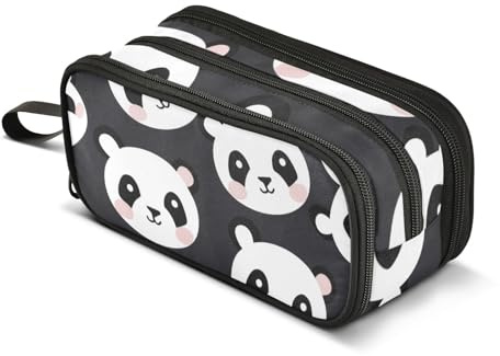 Federmäppchen mit niedlichem Panda-Motiv, großes Fassungsvermögen, Stifttasche für Jungen und Mädchen, 3 Fächer, Federmäppchen, Studenten, Schreibwaren, Organizer, Marker-Etui für Schule, Büro,