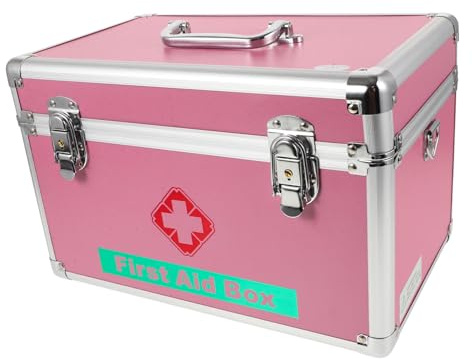 Hoement Caja Botiquín Resistente Maletín Metálico Botiquín Doméstico Tapa Hermética