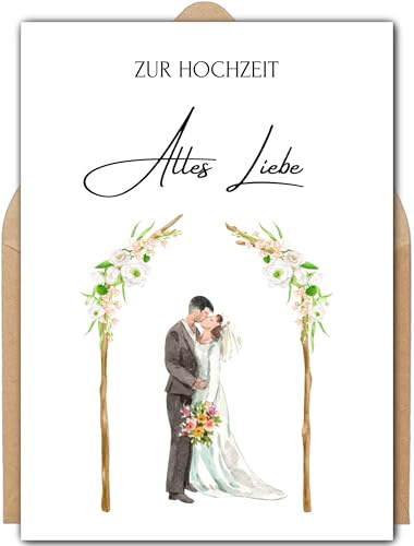 MOKY Glückwunschkarte zur Hochzeit Hochzeitskarte Postkarte mit Umschlag