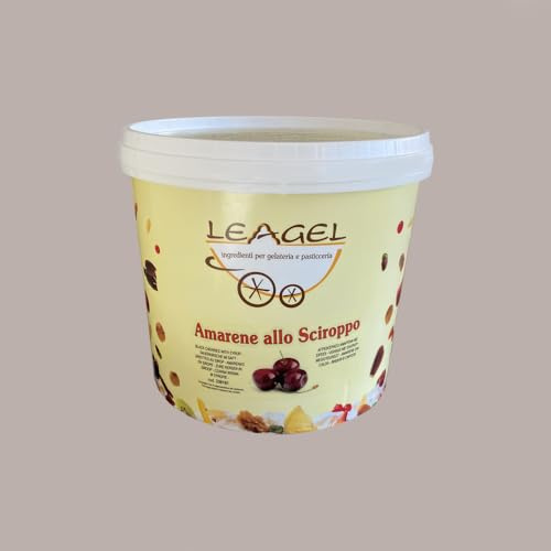 Lucgel Amarene allo Sciroppo Ciliegia Precandita Ideale per Gelato Dolci Torte Leagel - 3,5 Kg -