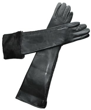 Lange Schaffellhandschuhe Für Damen, Echtes Leder, Modisch Gefütterte Warme Winterhandschuhe Side Lace Style 8 12