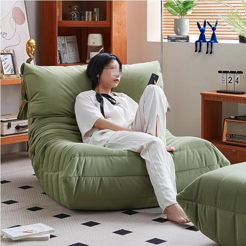 Sofá moderno junto a la chimenea con reposacabezas ajustable, sofá perezoso, diseño elegante y cómodo, relleno de algodón y esponja, opción de color verde