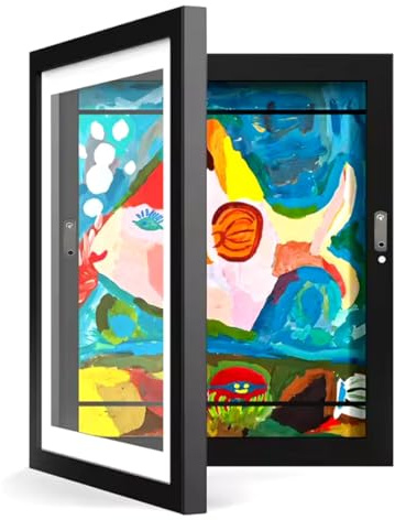 Second Ave Black A4 Kids Art Frame Childrens Artwork Project Frame Front Opening Storage