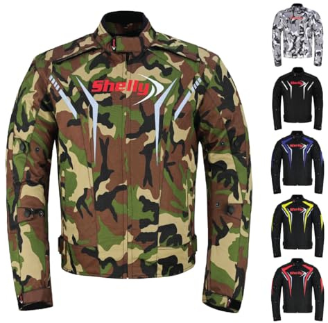 Shelly Premium Motorcycle Jacket for Adventure/Touring with Cordura Textile Fabric for Motorbike Racing, Riding (UK, Alpha, L, Regular, Regular, Camo Green)