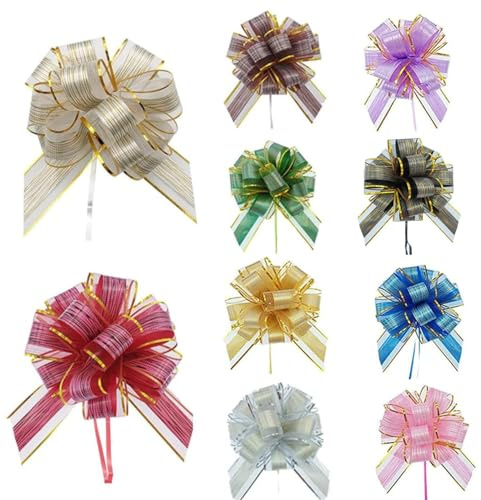 ZHjuju Fiocco Regalo, 10 Pezzi Archi da Regalo Fiocchi Tirare Arco Nastro Fiocchi Grandi da Tirare per Confezioni Regalo Grandi Fiocchi Regalo con Nastro Regalo per Matrimonio, Compleanno, Natale
