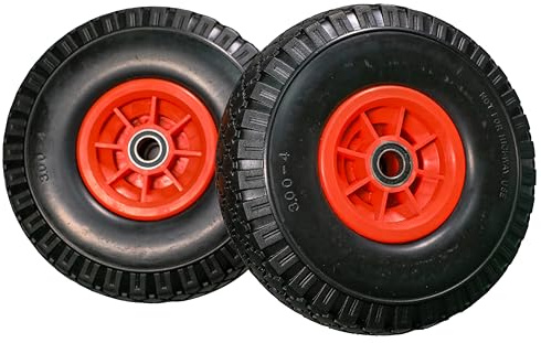SCHULZ TECH 2xSackkarrenrad - pannensichere Vollgummireifen - 3.00-4 / Ø260x85mm - Nabendurchmesser Ø20mm - Nabenlänge 60mm - PU Reifen (2 Stück) (Schwarz)