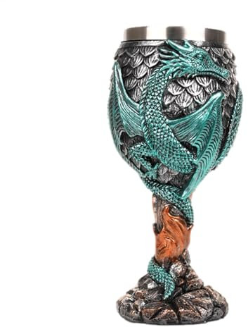 Calice médiévale - Coupe dragon en acier inoxydable - Verre à vin avec design de dragon - Gobelet médiéval sûr et - Coupe décorative pour les fêtes, décoration fantaisie