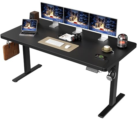 Agilestic Elektrisch höhenverstellbarer Schreibtisch 160x80 cm, Schwarz