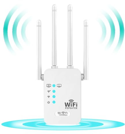 1200Mbs 2.4/5.0Ghz Doble Frecuencia Amplificador de Señal WiFi, Repetidor WiFi, Extensor de Señal WiFi con 4 Antenas