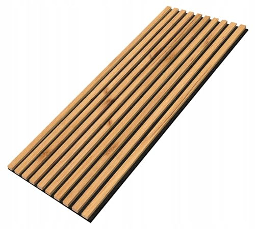 EmsCraft24 Akustikpaneele 1,228m² - 275cm x 46cm x 1.8cm - | Akustikpaneel | Lamellenverkleidung | Wandverkleidung | Akustikfilz | Wandpaneele auf filz (031 - Eiche Gold)