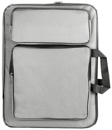 Lilinzhi A3 Künstler-Tragetasche, tragbare Canvas-Umhängetasche, Malblock, Rucksack zum Skizzieren, Malen, grau