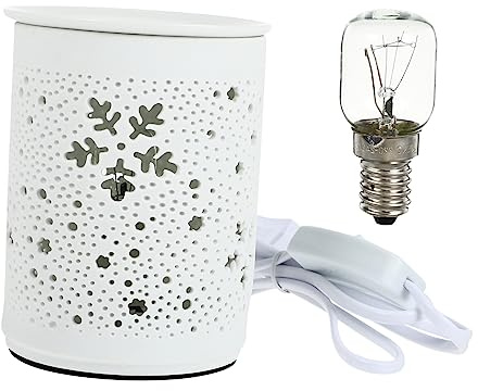 BATHVEVE Lámpara De Fragancia Eléctrica De Cerámica Orificios Redondos, Lámpara Enchufable De Aceite Esencial Aromático para Dormitorio y SPA, Luz Ambiental Ligera para Interior