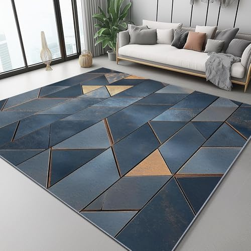 Tappeto Lavabile Antiscivolo, Stile Retrò Tappeto rettangolare Morbido Antiscivolo Piastrelle Geometriche Moderne Stampato tema, per Camera Cucina Soggiorno pranzo bagno 60 x 90 cm
