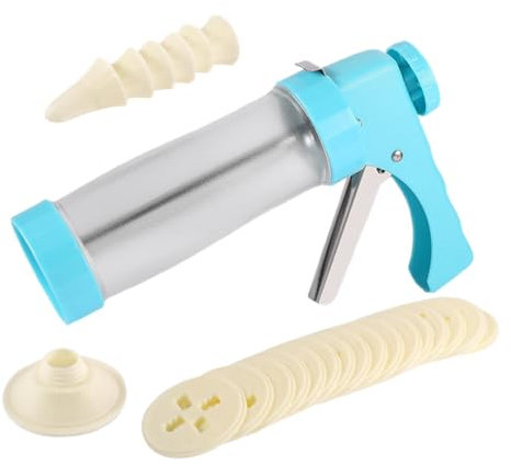 GLEAVI Kit de Prensa para Galletas 16 Piezas Herramienta de Decoración de Pasteles Acero Inoxidable Multifuncional para Repostería Uso Casa y Fiesta Incluye Discos y Boquillas