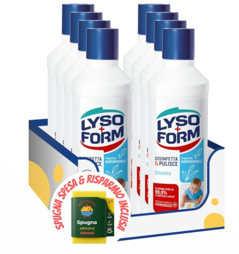 Detergente Pavimenti Disinfettante – 1100 ml kit con Spugna Brandizzata SPESA & RISPARMIO Inclusa – Variazioni 4/8/12 Pezzi (8)