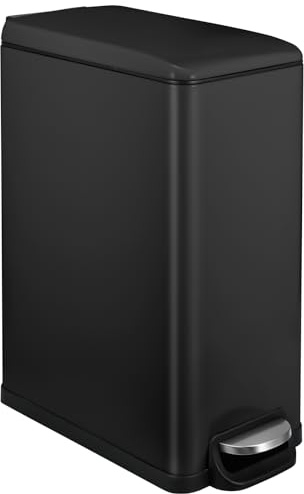 Clevich 50L Slim Stainless Steel Pedal Bin with Lid, Large Kitchen Bin | Rubbish Bin, Foot Pedal Step Bin, Removable Inner Bucket, Space-Saving Design for Narrow Spaces, for Home, Office
