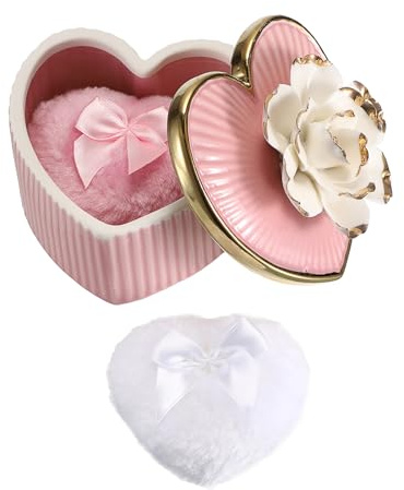 TOLIDA Lot de boîtes à poudre en céramique pour le corps, vide, avec pompon à poudre, étui à poudre pour poudre corporelle, talc, poudre cosmétique pour voyage, anniversaire comme cadeau (pas de