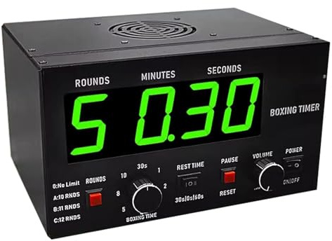 Temporizador de intervalos de boxeo con pantalla LED, sonido ajustable y ciclos de entrenamiento personalizables para entrenamientos de gimnasio