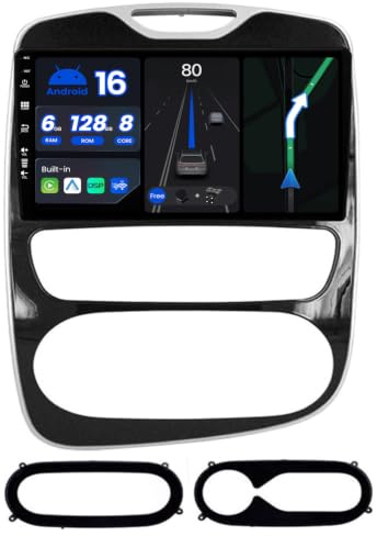 BXLIYER - [Octa-Core, 6G+128G] - Android 16 Autoradio pour Renault Clio 4 (2016-2019) - sans Fil Carplay + Android Auto - Caméra + MIC - 2 Din IPS 10.1 Pouce - DSP Dab Volant Dual Band WLAN Bluetooth