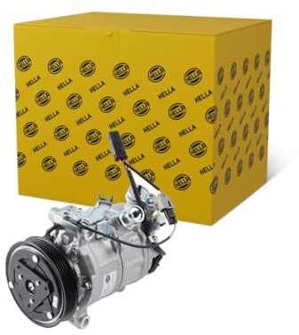 HELLA 8FK 366 200-461 Compresor, aire acondicionado - 6SAS14C - 12V - R 134 a/R 1234yf - PAG 46 YF - 100ml - con acoplamiento magnético/con junta tórica/con aceite de compresor PAG